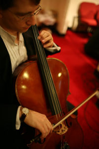 Picture of Daniel warming up for a wedding in a tuxedo.